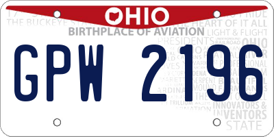OH license plate GPW2196