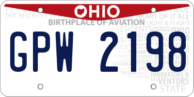 OH license plate GPW2198