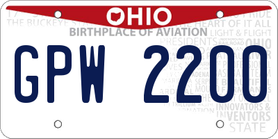OH license plate GPW2200