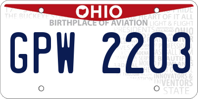 OH license plate GPW2203