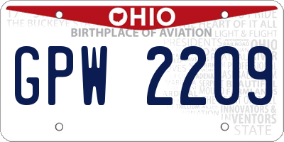 OH license plate GPW2209
