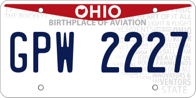 OH license plate GPW2227