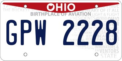 OH license plate GPW2228
