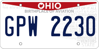 OH license plate GPW2230