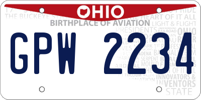 OH license plate GPW2234