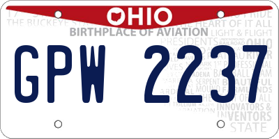 OH license plate GPW2237