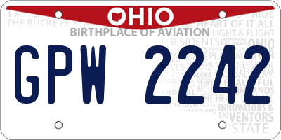 OH license plate GPW2242