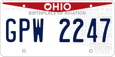 OH license plate GPW2247