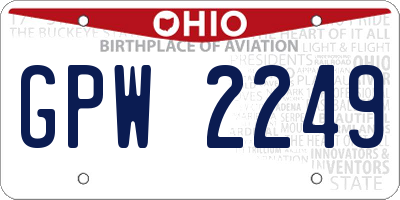 OH license plate GPW2249