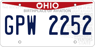 OH license plate GPW2252