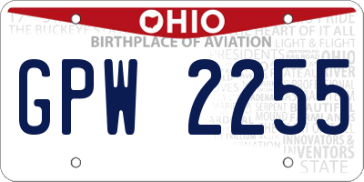 OH license plate GPW2255
