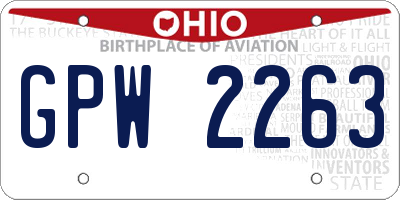 OH license plate GPW2263
