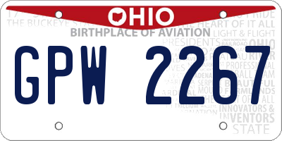 OH license plate GPW2267