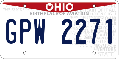 OH license plate GPW2271