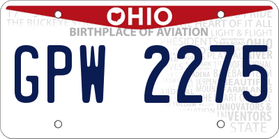 OH license plate GPW2275
