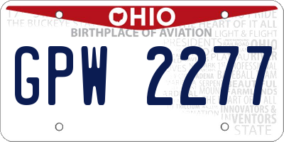 OH license plate GPW2277