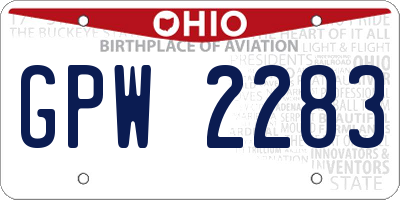 OH license plate GPW2283