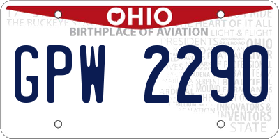 OH license plate GPW2290
