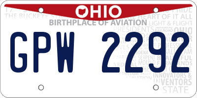 OH license plate GPW2292