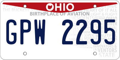 OH license plate GPW2295