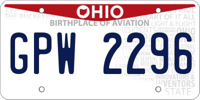 OH license plate GPW2296