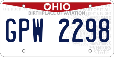 OH license plate GPW2298