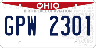 OH license plate GPW2301