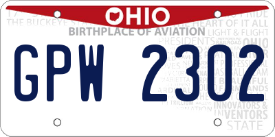 OH license plate GPW2302