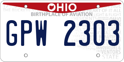 OH license plate GPW2303