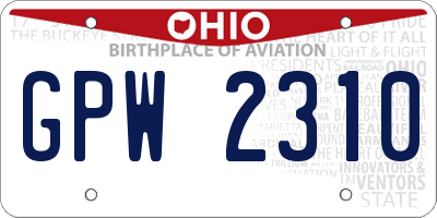 OH license plate GPW2310