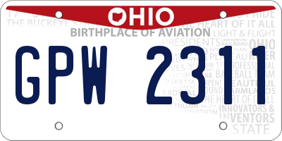 OH license plate GPW2311