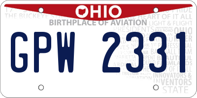 OH license plate GPW2331