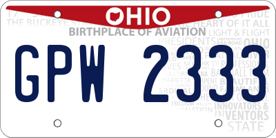 OH license plate GPW2333