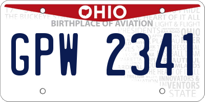 OH license plate GPW2341