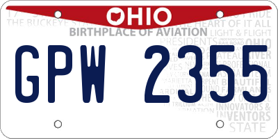 OH license plate GPW2355