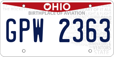 OH license plate GPW2363