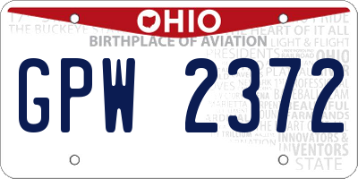 OH license plate GPW2372
