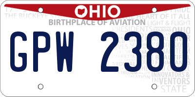 OH license plate GPW2380