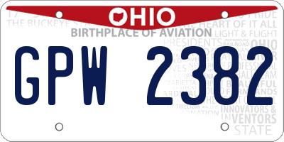 OH license plate GPW2382