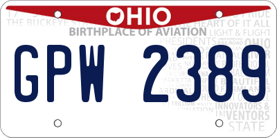 OH license plate GPW2389