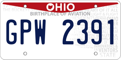 OH license plate GPW2391