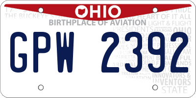 OH license plate GPW2392