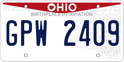 OH license plate GPW2409