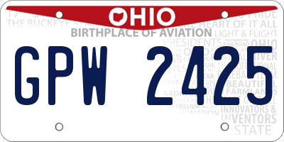 OH license plate GPW2425
