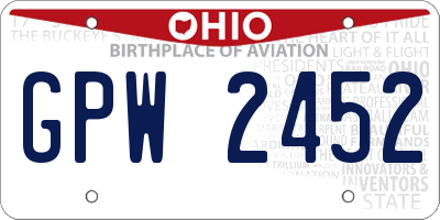 OH license plate GPW2452