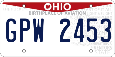 OH license plate GPW2453