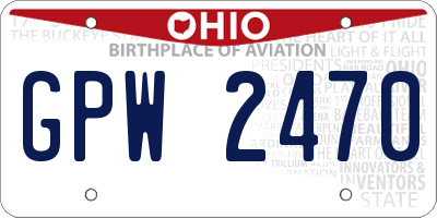 OH license plate GPW2470