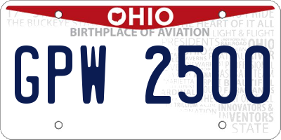 OH license plate GPW2500