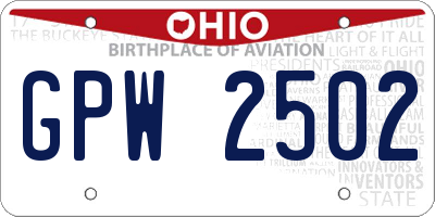 OH license plate GPW2502