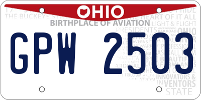 OH license plate GPW2503